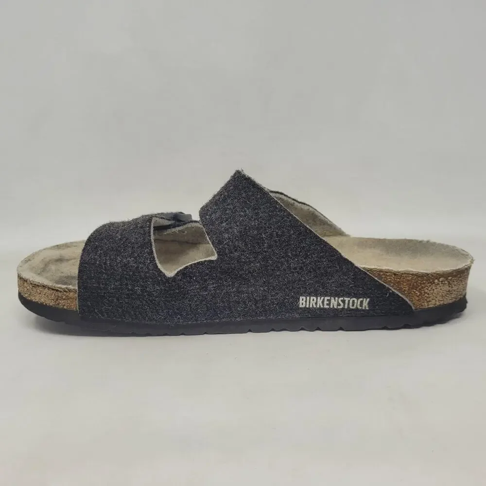 Birkenstock‎ Arizona Sandals EU41 US8 Rivet Wool Felt Doubleface Gray Slip On